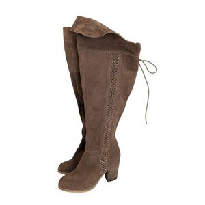 Sbicca Gusto Khaki Suede 100% leather Over-the-Knee Boots 6.5 Boho Western